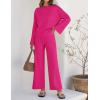 imageZESICA Womens 2 Piece Outfits Set 2024 Casual Long Sleeve Knit Pullover Top and Wide Leg Pants Sweatsuit Lounge SetsRose