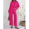 imageZESICA Womens 2 Piece Outfits Set 2024 Casual Long Sleeve Knit Pullover Top and Wide Leg Pants Sweatsuit Lounge SetsRose