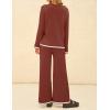 imageZESICA Womens 2 Piece Outfits Set 2024 Casual Long Sleeve Knit Pullover Top and Wide Leg Pants Sweatsuit Lounge SetsRust