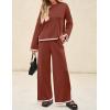 imageZESICA Womens 2 Piece Outfits Set 2024 Casual Long Sleeve Knit Pullover Top and Wide Leg Pants Sweatsuit Lounge SetsRust