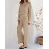 imageZESICA Womens 2 Piece Outfits Set 2024 Casual Long Sleeve Knit Pullover Top and Wide Leg Pants Sweatsuit Lounge SetsSand