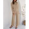 imageZESICA Womens 2 Piece Outfits Set 2024 Casual Long Sleeve Knit Pullover Top and Wide Leg Pants Sweatsuit Lounge SetsSand