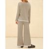 imageZESICA Womens 2 Piece Outfits Set 2024 Casual Long Sleeve Knit Pullover Top and Wide Leg Pants Sweatsuit Lounge SetsTan