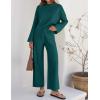 imageZESICA Womens 2 Piece Outfits Set 2024 Casual Long Sleeve Knit Pullover Top and Wide Leg Pants Sweatsuit Lounge SetsTeal