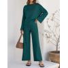 imageZESICA Womens 2 Piece Outfits Set 2024 Casual Long Sleeve Knit Pullover Top and Wide Leg Pants Sweatsuit Lounge SetsTeal