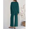 imageZESICA Womens 2 Piece Outfits Set 2024 Casual Long Sleeve Knit Pullover Top and Wide Leg Pants Sweatsuit Lounge SetsTeal