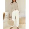 imageZESICA Womens 2 Piece Outfits Sweater Set Long Sleeve Mock Neck Knit Pullover Top High Waist Pant Tracksuit Lounge SetsBeige
