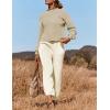 imageZESICA Womens 2 Piece Outfits Sweater Set Long Sleeve Mock Neck Knit Pullover Top High Waist Pant Tracksuit Lounge SetsBeige
