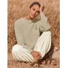 imageZESICA Womens 2 Piece Outfits Sweater Set Long Sleeve Mock Neck Knit Pullover Top High Waist Pant Tracksuit Lounge SetsBeige