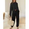 imageZESICA Womens 2 Piece Outfits Sweater Set Long Sleeve Mock Neck Knit Pullover Top High Waist Pant Tracksuit Lounge SetsBlack
