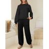 imageZESICA Womens 2 Piece Outfits Sweater Set Long Sleeve Mock Neck Knit Pullover Top High Waist Pant Tracksuit Lounge SetsBlack
