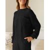 imageZESICA Womens 2 Piece Outfits Sweater Set Long Sleeve Mock Neck Knit Pullover Top High Waist Pant Tracksuit Lounge SetsBlack