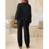 imageZESICA Womens 2 Piece Outfits Sweater Set Long Sleeve Mock Neck Knit Pullover Top High Waist Pant Tracksuit Lounge SetsBlack
