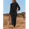 imageZESICA Womens 2 Piece Outfits Sweater Set Long Sleeve Mock Neck Knit Pullover Top High Waist Pant Tracksuit Lounge SetsBlack
