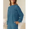 imageZESICA Womens 2 Piece Outfits Sweater Set Long Sleeve Mock Neck Knit Pullover Top High Waist Pant Tracksuit Lounge SetsBlue