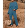 imageZESICA Womens 2 Piece Outfits Sweater Set Long Sleeve Mock Neck Knit Pullover Top High Waist Pant Tracksuit Lounge SetsBlue