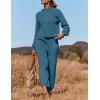 imageZESICA Womens 2 Piece Outfits Sweater Set Long Sleeve Mock Neck Knit Pullover Top High Waist Pant Tracksuit Lounge SetsBlue
