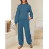imageZESICA Womens 2 Piece Outfits Sweater Set Long Sleeve Mock Neck Knit Pullover Top High Waist Pant Tracksuit Lounge SetsBlue