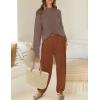 imageZESICA Womens 2 Piece Outfits Sweater Set Long Sleeve Mock Neck Knit Pullover Top High Waist Pant Tracksuit Lounge SetsCaramel