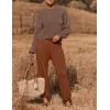 imageZESICA Womens 2 Piece Outfits Sweater Set Long Sleeve Mock Neck Knit Pullover Top High Waist Pant Tracksuit Lounge SetsCaramel