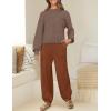 imageZESICA Womens 2 Piece Outfits Sweater Set Long Sleeve Mock Neck Knit Pullover Top High Waist Pant Tracksuit Lounge SetsCaramel