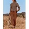 imageZESICA Womens 2 Piece Outfits Sweater Set Long Sleeve Mock Neck Knit Pullover Top High Waist Pant Tracksuit Lounge SetsCaramel