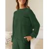 imageZESICA Womens 2 Piece Outfits Sweater Set Long Sleeve Mock Neck Knit Pullover Top High Waist Pant Tracksuit Lounge SetsForestgreen