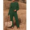 imageZESICA Womens 2 Piece Outfits Sweater Set Long Sleeve Mock Neck Knit Pullover Top High Waist Pant Tracksuit Lounge SetsForestgreen
