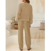 imageZESICA Womens 2 Piece Outfits Sweater Set Long Sleeve Mock Neck Knit Pullover Top High Waist Pant Tracksuit Lounge SetsKhaki