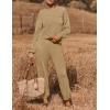 imageZESICA Womens 2 Piece Outfits Sweater Set Long Sleeve Mock Neck Knit Pullover Top High Waist Pant Tracksuit Lounge SetsKhaki