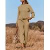 imageZESICA Womens 2 Piece Outfits Sweater Set Long Sleeve Mock Neck Knit Pullover Top High Waist Pant Tracksuit Lounge SetsKhaki