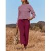 imageZESICA Womens 2 Piece Outfits Sweater Set Long Sleeve Mock Neck Knit Pullover Top High Waist Pant Tracksuit Lounge SetsPlum