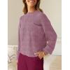 imageZESICA Womens 2 Piece Outfits Sweater Set Long Sleeve Mock Neck Knit Pullover Top High Waist Pant Tracksuit Lounge SetsPlum