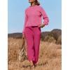imageZESICA Womens 2 Piece Outfits Sweater Set Long Sleeve Mock Neck Knit Pullover Top High Waist Pant Tracksuit Lounge SetsRose