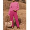 imageZESICA Womens 2 Piece Outfits Sweater Set Long Sleeve Mock Neck Knit Pullover Top High Waist Pant Tracksuit Lounge SetsRose