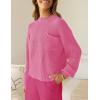 imageZESICA Womens 2 Piece Outfits Sweater Set Long Sleeve Mock Neck Knit Pullover Top High Waist Pant Tracksuit Lounge SetsRose