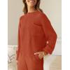 imageZESICA Womens 2 Piece Outfits Sweater Set Long Sleeve Mock Neck Knit Pullover Top High Waist Pant Tracksuit Lounge SetsRust