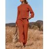 imageZESICA Womens 2 Piece Outfits Sweater Set Long Sleeve Mock Neck Knit Pullover Top High Waist Pant Tracksuit Lounge SetsRust
