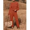 imageZESICA Womens 2 Piece Outfits Sweater Set Long Sleeve Mock Neck Knit Pullover Top High Waist Pant Tracksuit Lounge SetsRust