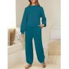 imageZESICA Womens 2 Piece Outfits Sweater Set Long Sleeve Mock Neck Knit Pullover Top High Waist Pant Tracksuit Lounge SetsTeal