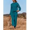 imageZESICA Womens 2 Piece Outfits Sweater Set Long Sleeve Mock Neck Knit Pullover Top High Waist Pant Tracksuit Lounge SetsTeal
