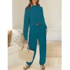 imageZESICA Womens 2 Piece Outfits Sweater Set Long Sleeve Mock Neck Knit Pullover Top High Waist Pant Tracksuit Lounge SetsTeal