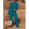 imageZESICA Womens 2 Piece Outfits Sweater Set Long Sleeve Mock Neck Knit Pullover Top High Waist Pant Tracksuit Lounge SetsTeal