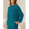 imageZESICA Womens 2 Piece Outfits Sweater Set Long Sleeve Mock Neck Knit Pullover Top High Waist Pant Tracksuit Lounge SetsTeal