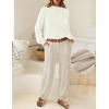 imageZESICA Womens 2 Piece Outfits Sweater Set Long Sleeve Mock Neck Knit Pullover Top High Waist Pant Tracksuit Lounge SetsWhite