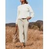 imageZESICA Womens 2 Piece Outfits Sweater Set Long Sleeve Mock Neck Knit Pullover Top High Waist Pant Tracksuit Lounge SetsWhite