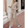 imageZESICA Womens 2 Piece Outfits Sweater Set Long Sleeve Mock Neck Knit Pullover and Wide Leg Pants Lounge Sweatsuit SetsAlmond