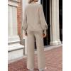 imageZESICA Womens 2 Piece Outfits Sweater Set Long Sleeve Mock Neck Knit Pullover and Wide Leg Pants Lounge Sweatsuit SetsAlmond