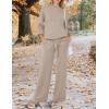imageZESICA Womens 2 Piece Outfits Sweater Set Long Sleeve Mock Neck Knit Pullover and Wide Leg Pants Lounge Sweatsuit SetsAlmond