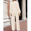 imageZESICA Womens 2 Piece Outfits Sweater Set Long Sleeve Mock Neck Knit Pullover and Wide Leg Pants Lounge Sweatsuit SetsApricot